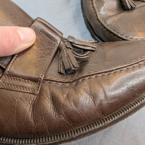 Madras Made in Italy Brown Leather Tassel Loafers Men Size 11 - Picture 4 of 13